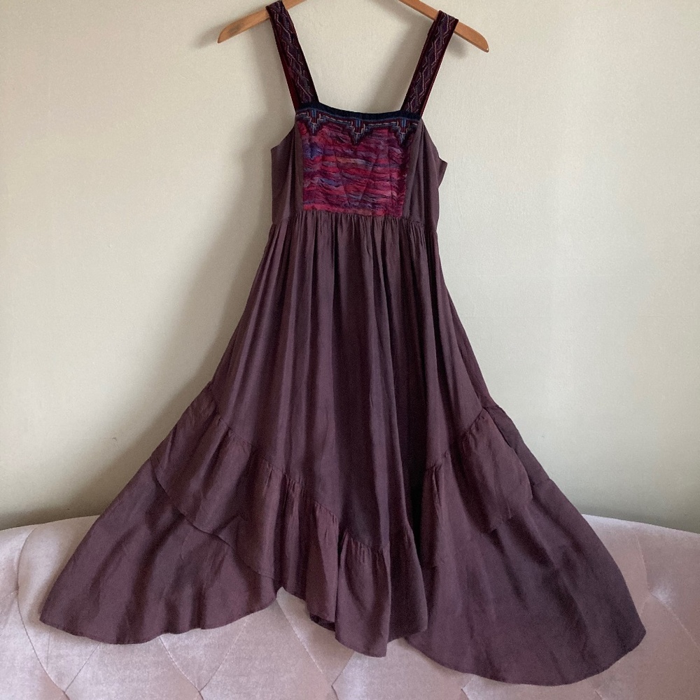 Rare Free People purple viscose dress w/ ribbon/velvet details